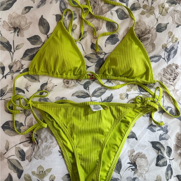 MICHAEL Michael Kors Lime Green Ribbed Bikini - Picture 1 of 6